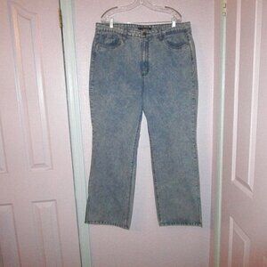 Vtg Y2K Lucky & Blessed Denim Jeans Size 16 High Rise Acid Wash Wide Leg Boho